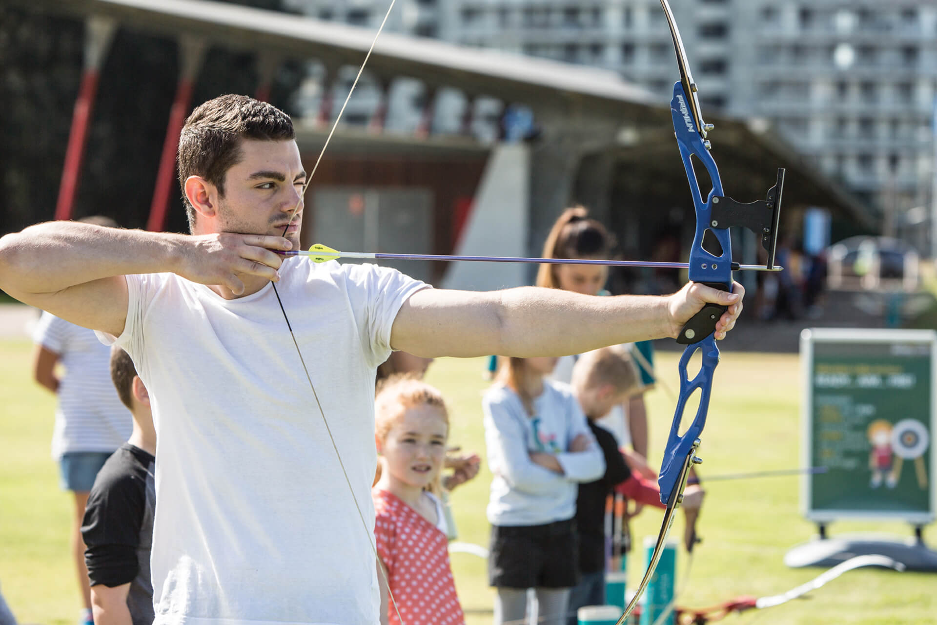 Man learning archery